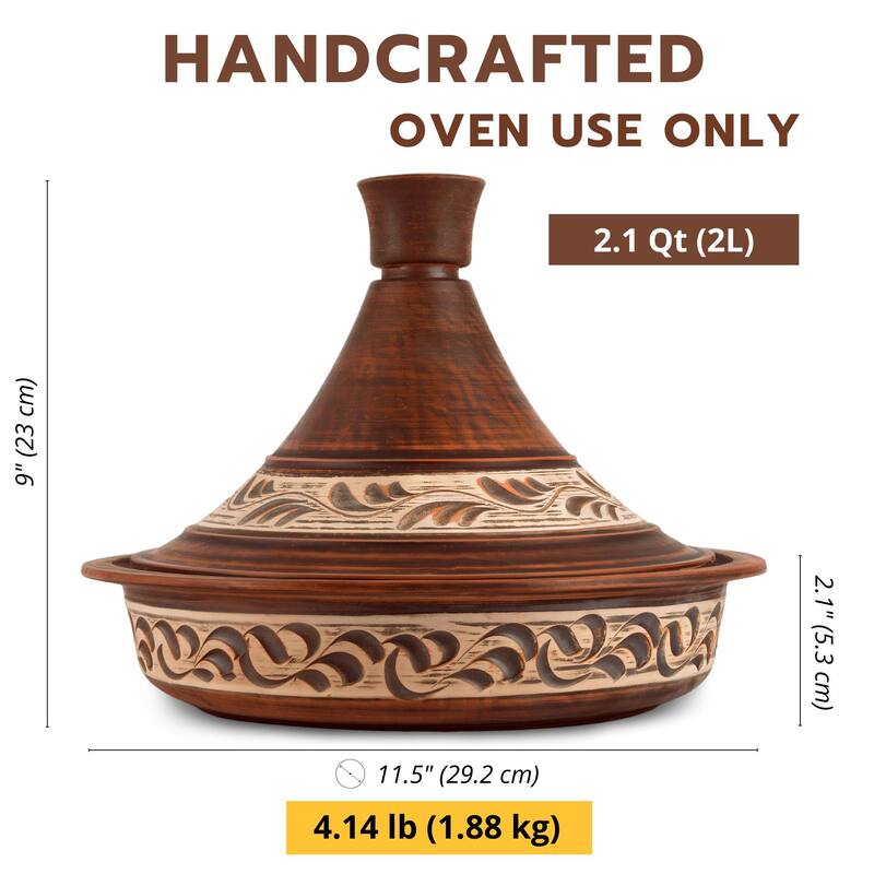 STP Goods Handmade 2.1Qt Red Clay Stoneware Tajine