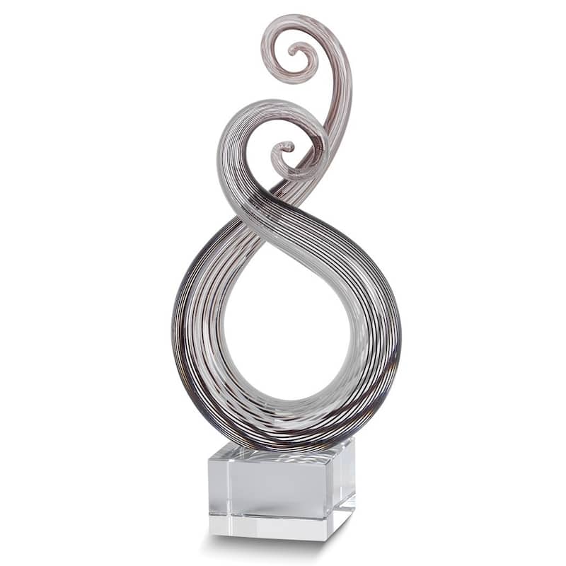 Curata Curata Entangled Handcrafted Grey Glass with Crystal Base Centerpiece