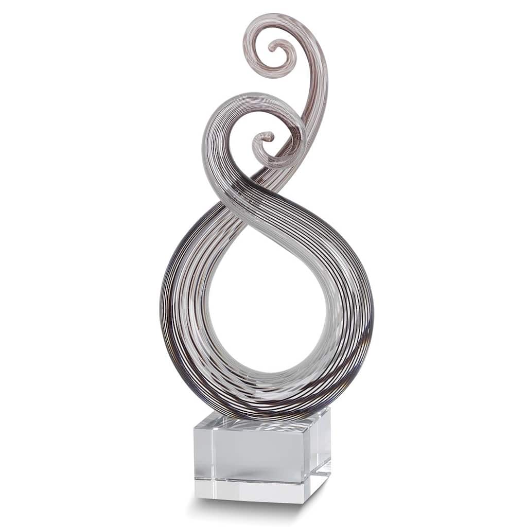 Curata Curata Entangled Handcrafted Grey Glass with Crystal Base Centerpiece