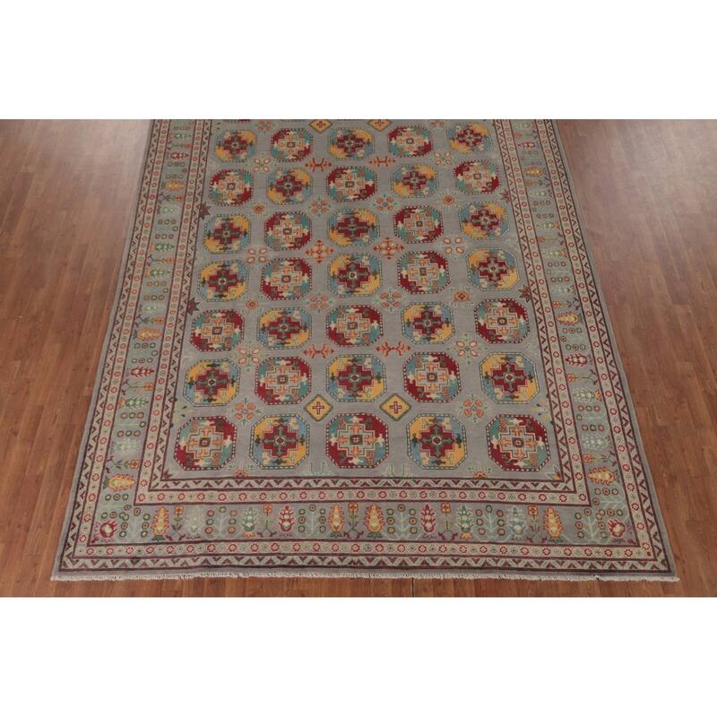 All-Over Geometric Kazak Oriental Area Rug Wool Carpet - 8'5" x 11'9"