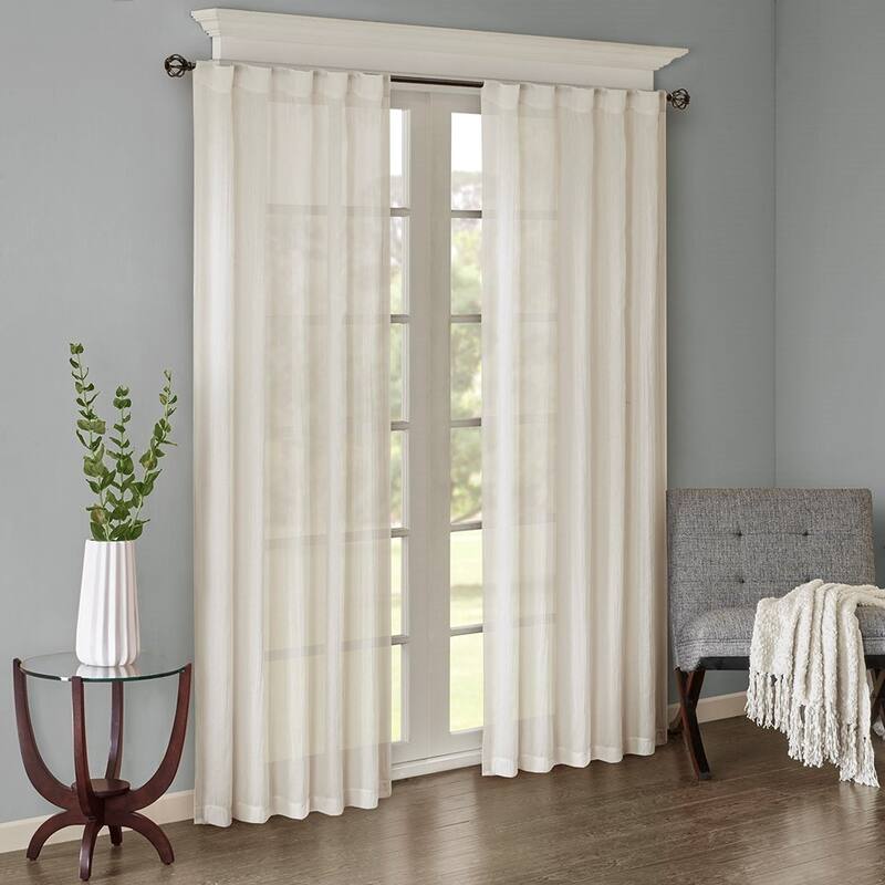 Solid Crushed Curtain Panel - White