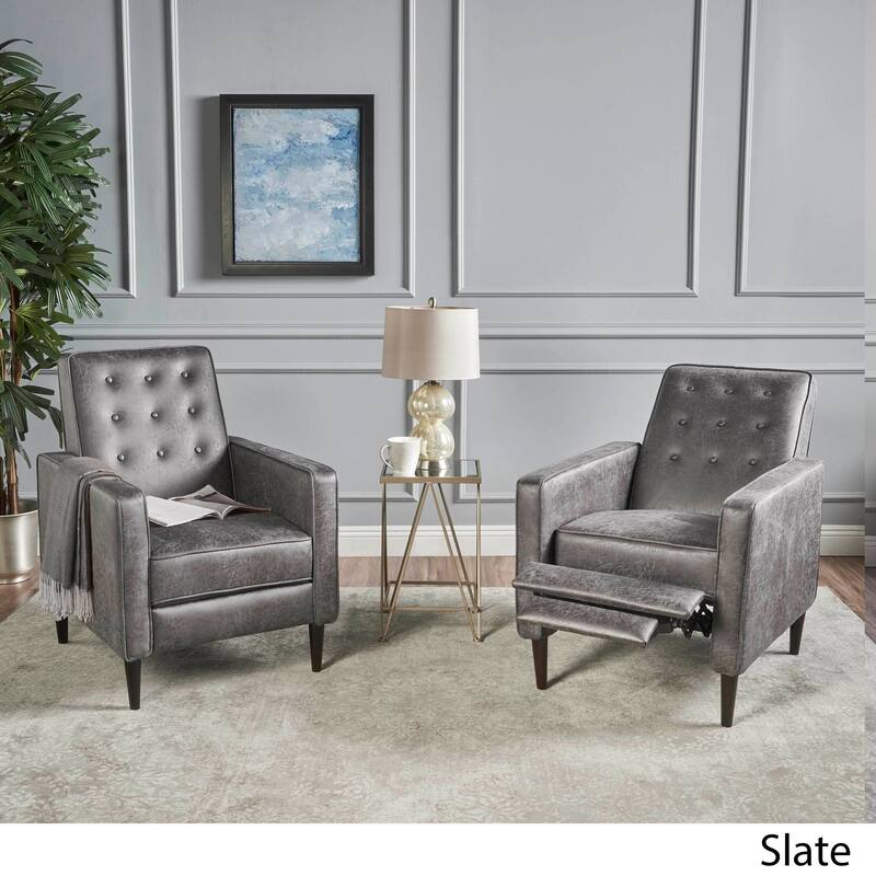 Mervynn Mid-Century Modern Microfiber Recliner (Set of 2) by Christopher Knight Home