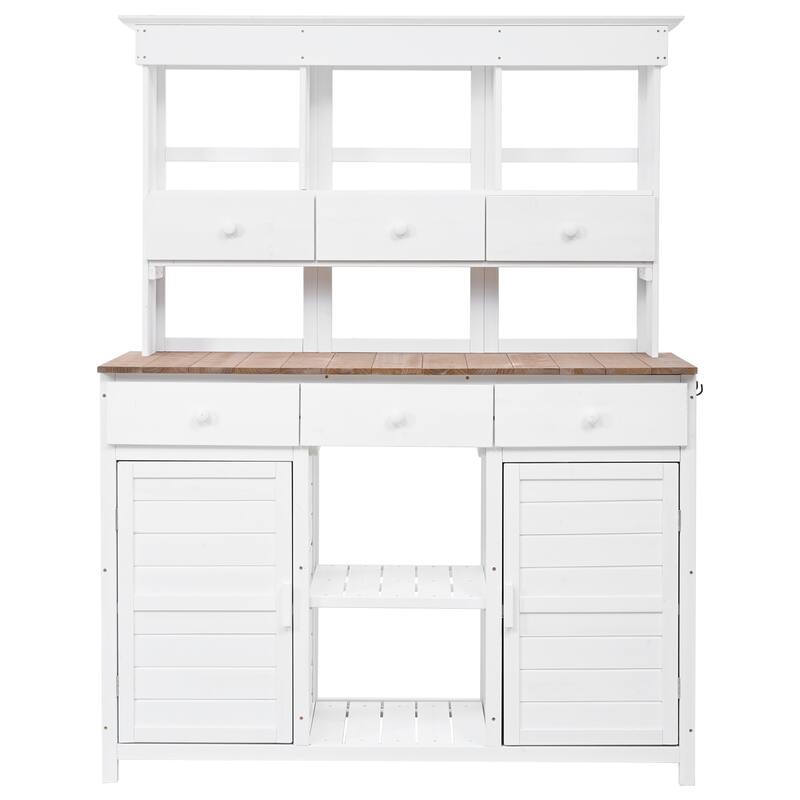 65.7'' H Tall Garden Potting Bench Table with Hutch Patio Storage Workstation for Mudroom Doorway