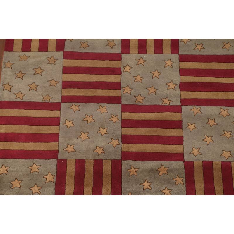 Checkered Gabbeh Oriental Area Rug Hand-Tufted Wool Carpet - 5'0" x 8'0"