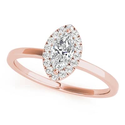 Auriya 14k Rose Gold Lab Grown Marquise Diamond Halo Engagement Ring 0.50 to 5.00 ct. tw. (F-G VS)