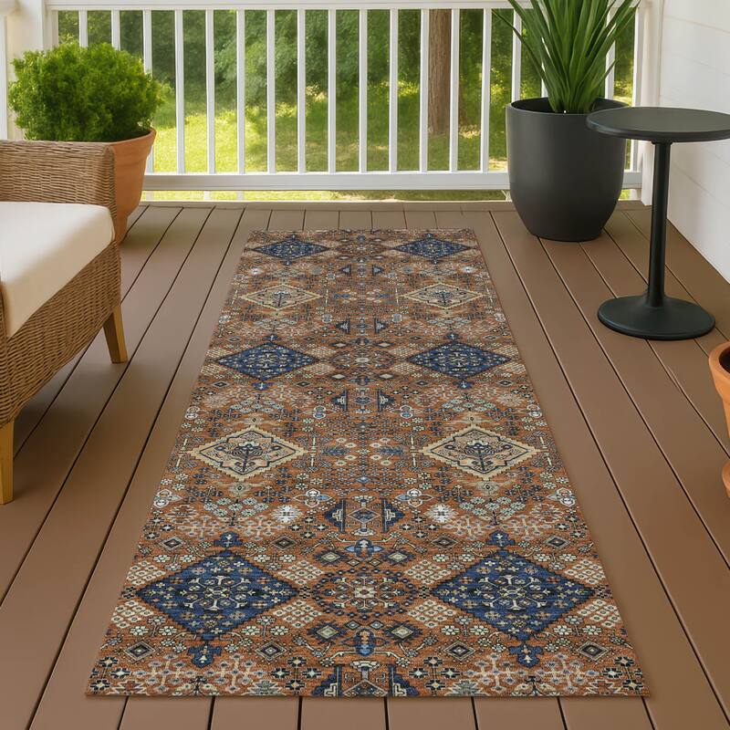 Machine Washable Indoor/ Outdoor Global Bidunga Chantille Rug - Paprika - 2'3" x 7'6"