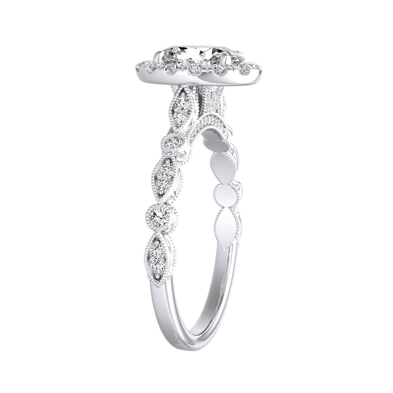 Auriya 14k Gold Vintage Oval-cut 5/8ctw Halo Diamond Engagement Ring
