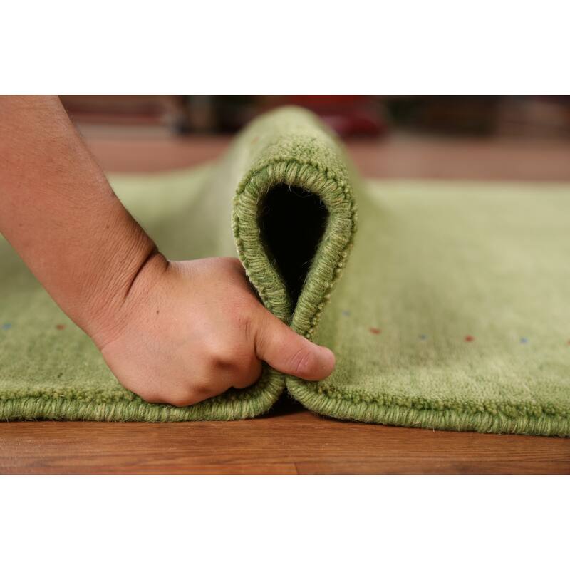 Hand Knotted Oriental 100% Wool Carpet Tribal Animal Pictorial Green Gabbeh Area Rug - 7' 7'' X 5' 3''