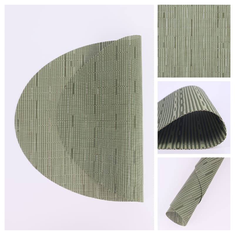 Placemats Set of 6 PVC Oval Placemats for Kitchen Dining Table Decor - 18*12.5Inch - Green
