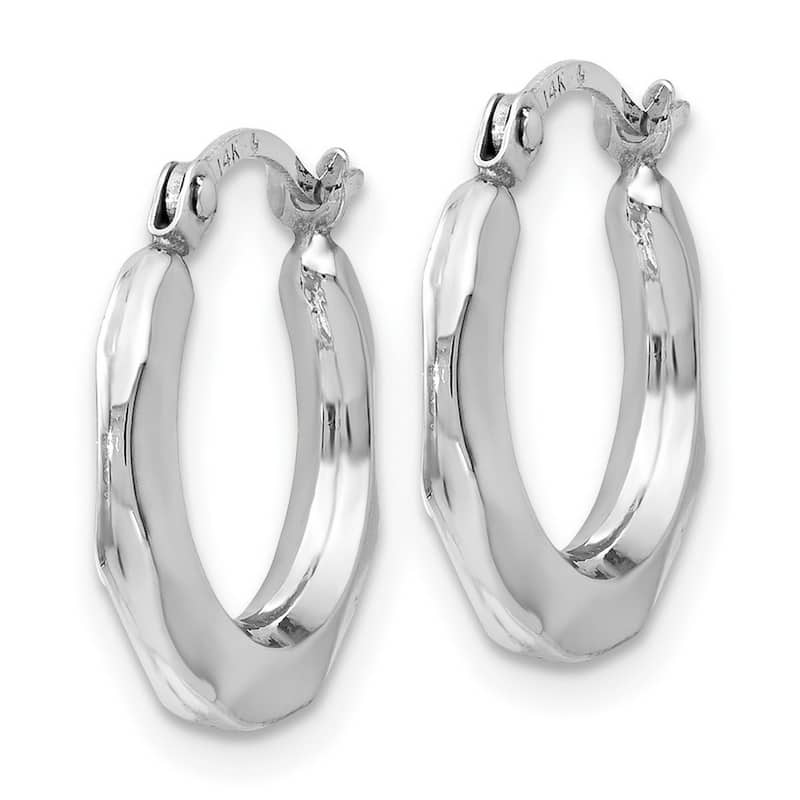 Curata 14k White Gold Polished 3x15mm Scalloped Hoop Earrings