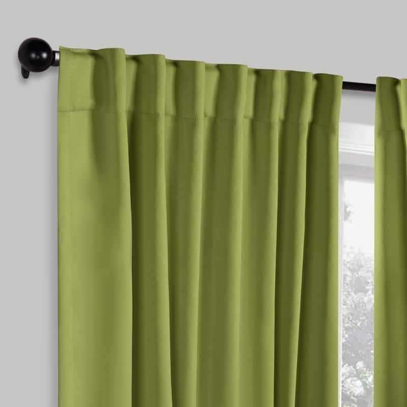Superior Solid Machine Washable Room Darkening Blackout Curtains with Back Tabs, Set of 2