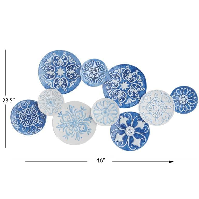 Santorini 46 x 23 Hand Painted Multicolor Circles Metal Wall Art