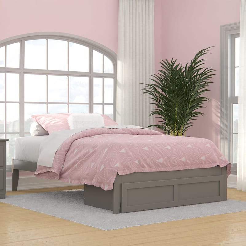 AFI Colorado Platform Bed with Foot Drawer and Charging Station - Grey - Full