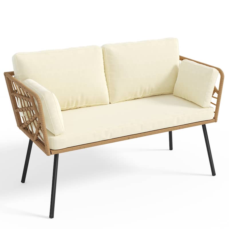 Moasis Outdoor Patio All-Weather Wicker Loveseat/Bistro Set/Sectional Sofa with Cushions and Lumbar Pillows
