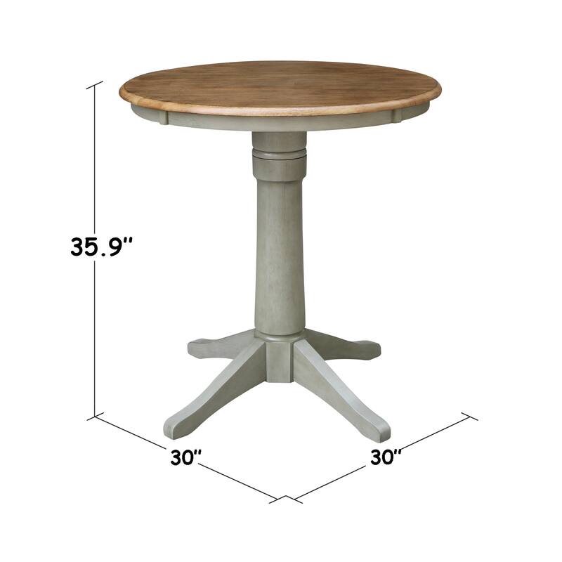 30" Round Top Pedestal Table - Hickory/Stone