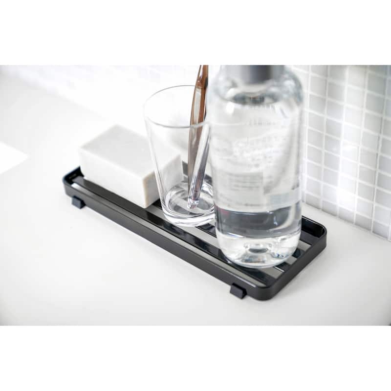 Yamazaki Home Slotted Bathroom Tray, Steel - L 3.54 x W 9.45 x H 0.59 inches