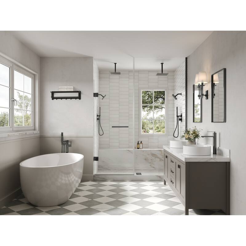 2-Tier Stainless Steel Bath Towel Rack with 5 Hooks