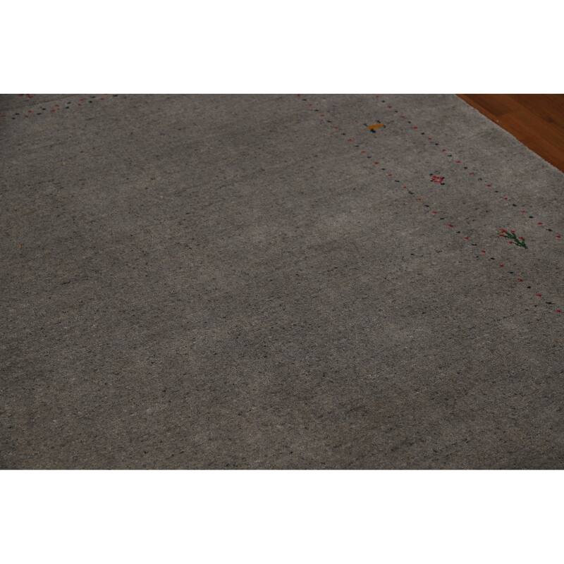 Gray Gabbeh Oriental Area Rug Hand-Knotted Wool Carpet - 5'5" x 7'8"