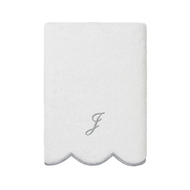 Authentic Hotel and Spa 100% Turkish Cotton Grey ADORNIA Scallop Personalized 3 Piece Towel Set - 3 Piece Set