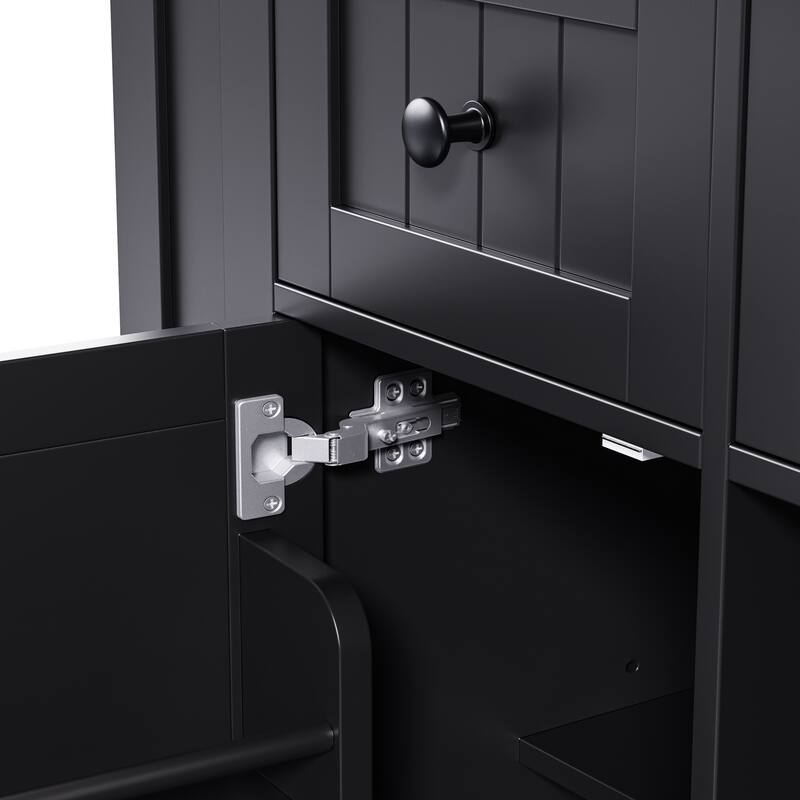 53'' x 30'' MDF Kitchen Cart with 2 Door Cabinet, Spice Rack, Drop Leaf and Towel Rack