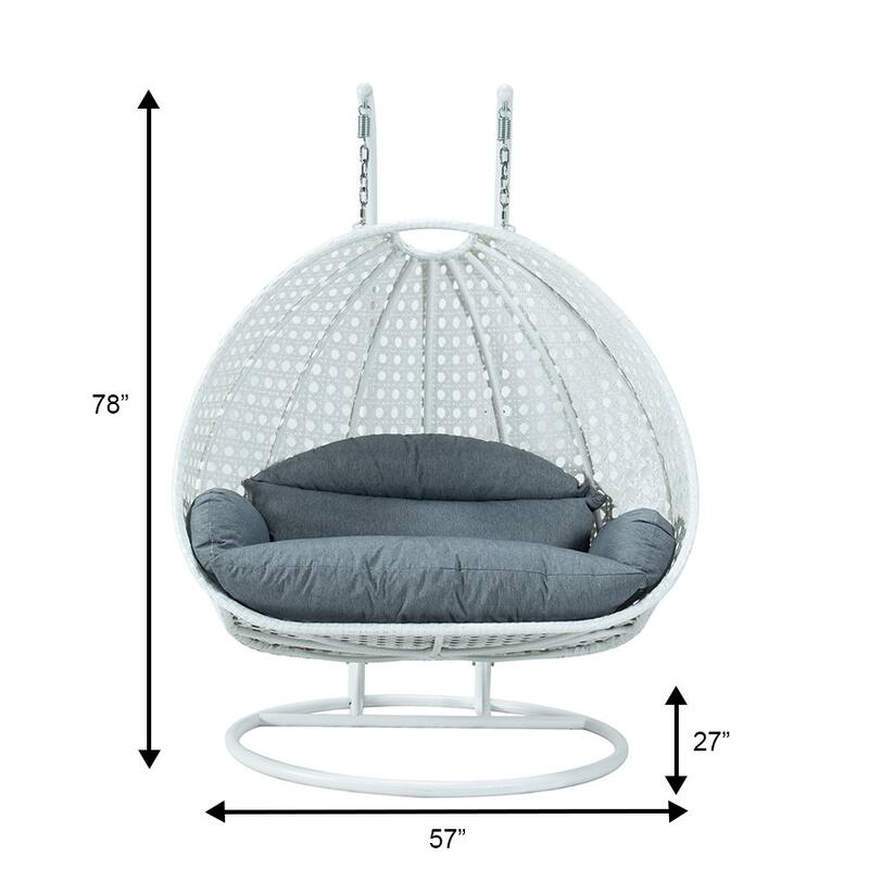 Egg-Shaped Swing Chair with Stand 2-Person Outdoor Patio Swing - Iron Frame & All-Weather Washable Cushions