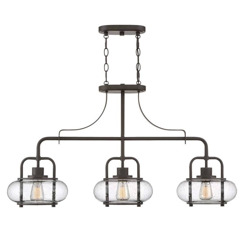 Bellevue Socorro 3 Light 38" Wide Linear Chandelier with Clear Seedy