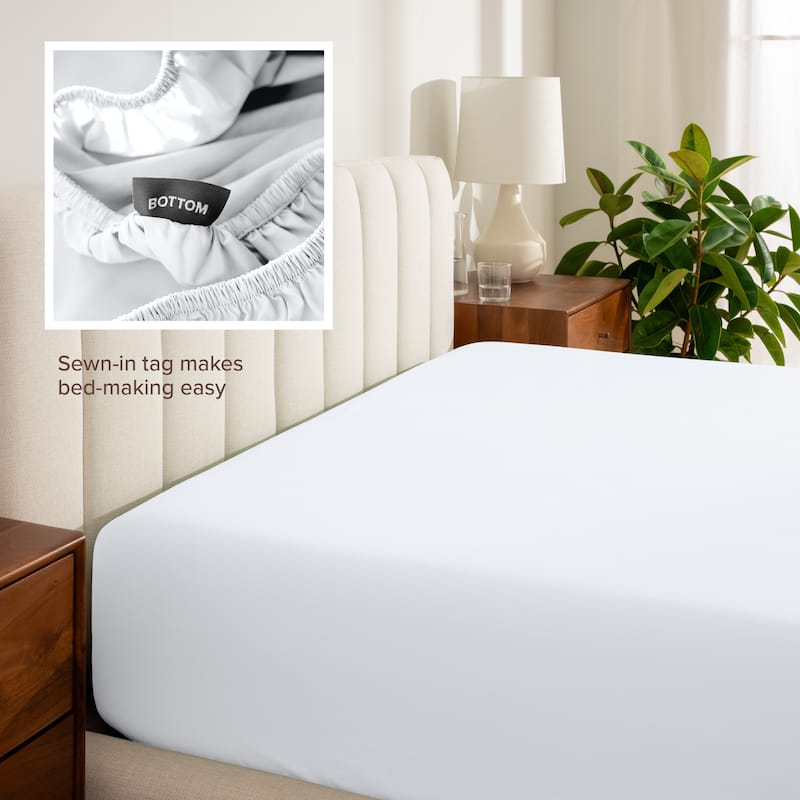 Bare Home Organic Cotton Percale Fitted Bottom Sheet