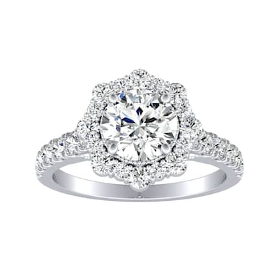 Auriya 14k Gold Vintage 1 1/4ctw Round Halo Diamond Engagement Ring (G-H, VS1-VS2)