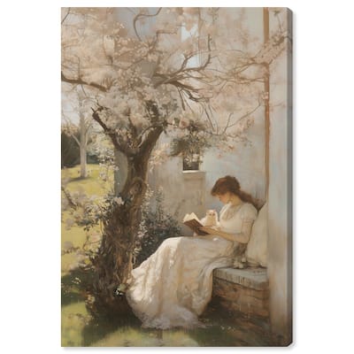 Reading With Her Cat Canvas by Art Remedy, Gallery Wrapped