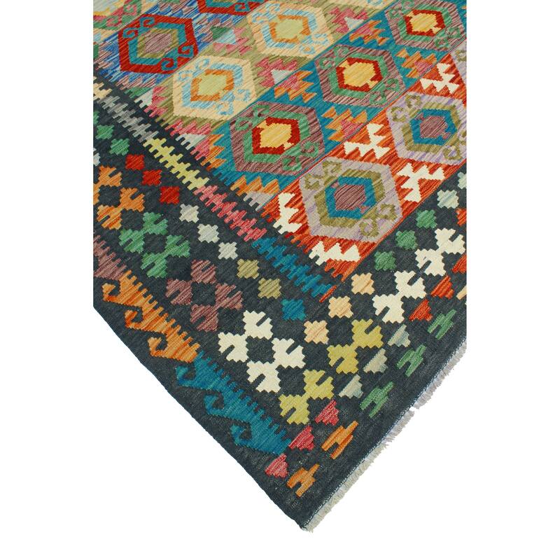 Flatweave Norwood Black/Turquoise Rug - 8'2" x 11'8"