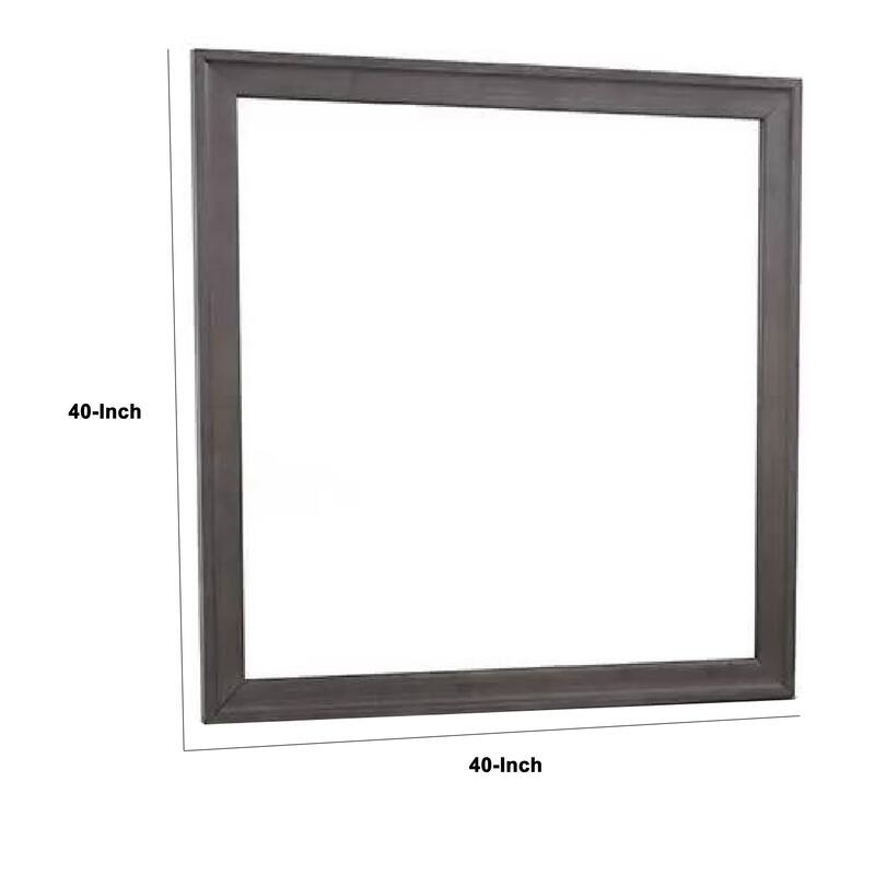 Dresser Mirror, Charcoal Gray Poplar Wood Frame, Square 40 Inch - Charcoal Gray