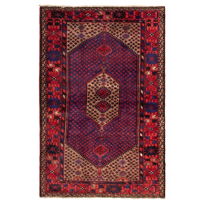 ECARPETGALLERY Hand-knotted Andelz Navy Wool Rug - 4'5 x 6'7 - Navy - 4'5 x 6'7