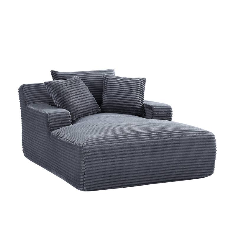 Oversized Corduroy Upholstered Sleeper Sofa Bed Cozy Cloud Chaise