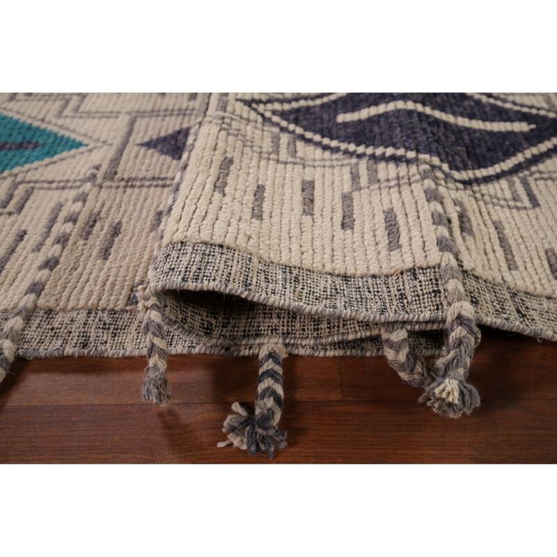 All-Over Geometric Moroccan Oriental Area Rug Handmade Wool Carpet - 8'9"x 13'1"