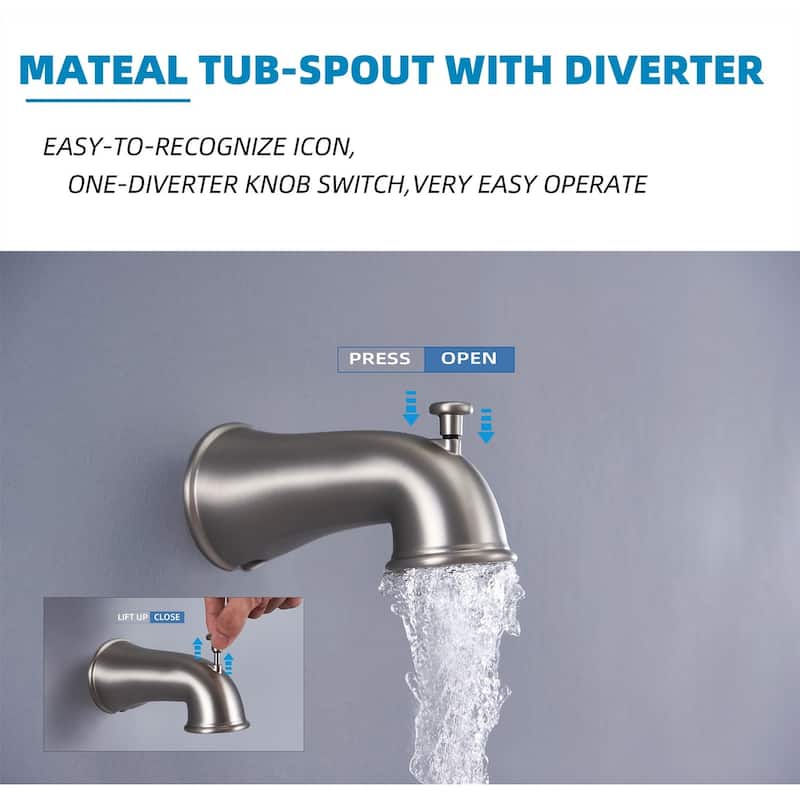 Complete Shower System with Tub Shower Faucet Set 5in Head Matte Black