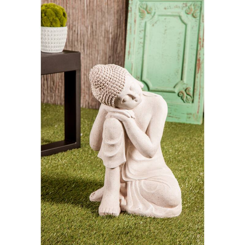 Magnesium Oxide Buddha Indoor Outdoor Meditating Garden Sculpture - Gray - Roche River Decor