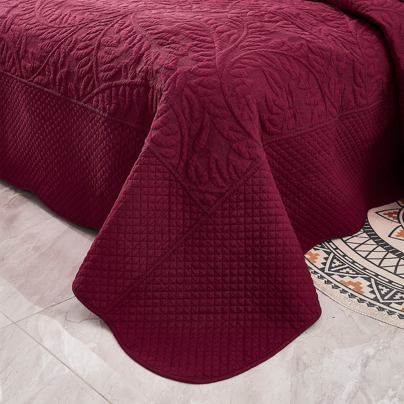 MarCielo 3 Piece Cotton Oversized Bedspread Quilt Set Tmonica