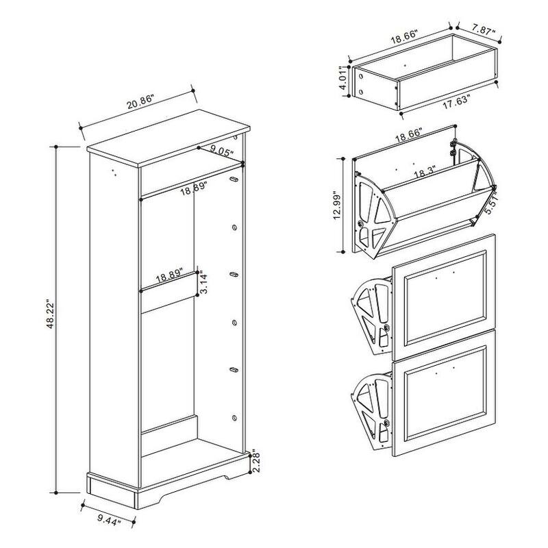 Antique White Freestanding Shoe Storage Cabinet with 1 Drawer, 3 Flip-Up Compartments, and Adjustable Shelf