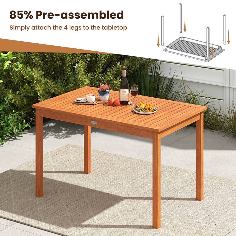 Costway 48 Inches Outdoor Dining Table for 4-6 People with Slatted - See Details
