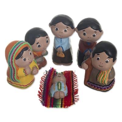 Novica Handmade Andes Nativity Ceramic Nativity Scene (6 Pieces)