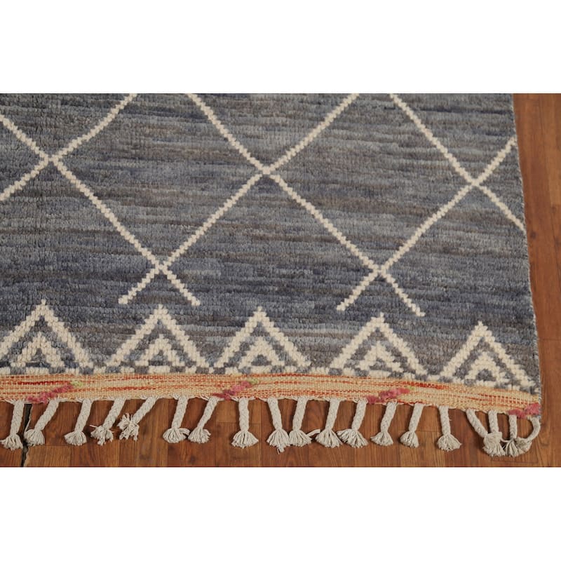 All-Over Trellis Moroccan Area Rug Hand-Knotted Wool Carpet - 6'0"x 9'10"