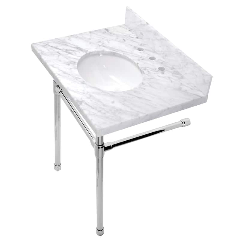 Kingston Brass Dreyfuss 30" Wide Console Sink Set - Marble White / Polished Chrome