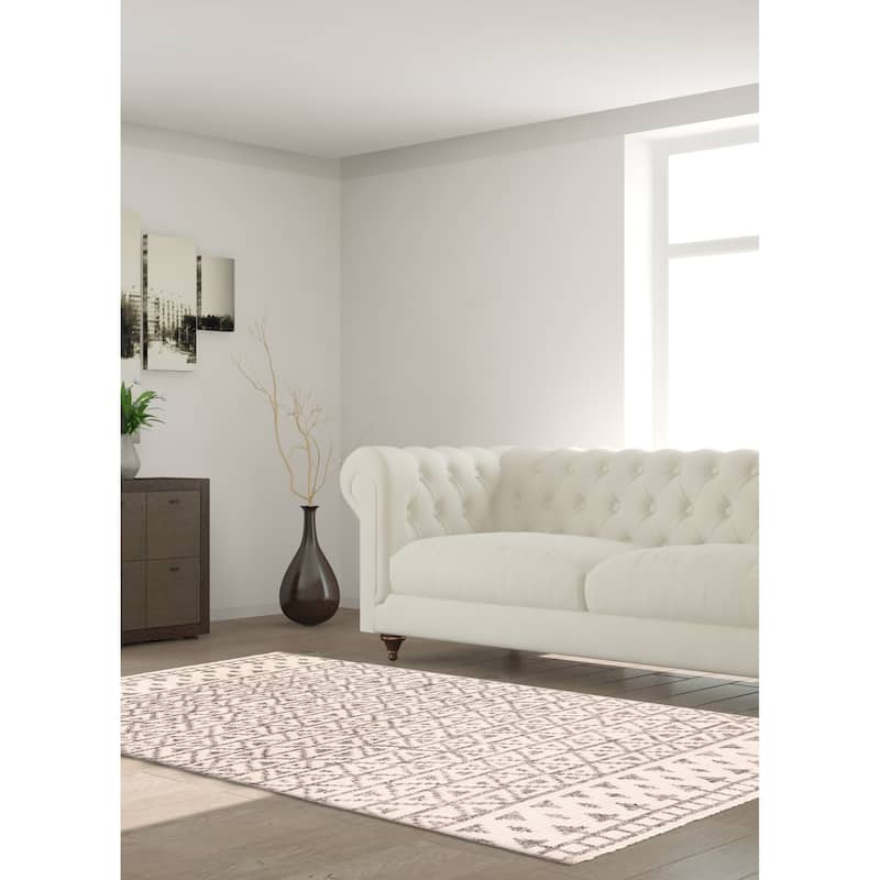 ECARPETGALLERY Hand-knotted Tangier Cream Wool Rug - 5'3 x 7'5