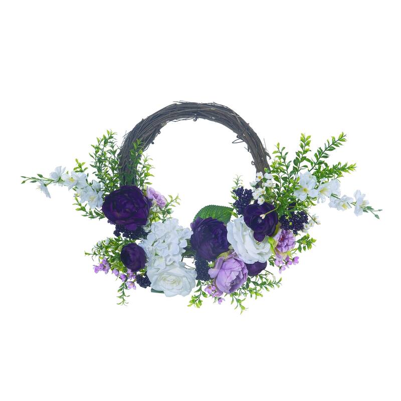 Transpac Synthetic Fabric 20 in. Multicolor Spring Flower and Twig Wreath - Multi