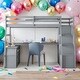 preview thumbnail 1 of 42, Twin Size Loft Bed with Desk,7 Drawers,2 Shelves and Pinewood Frame Grey