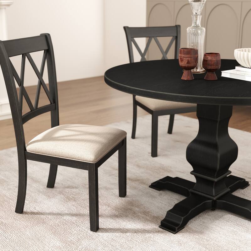 Roundhill Furniture Havre 5-Piece Pedestal Round Dining Set