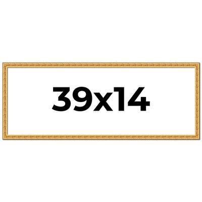 39x14 Frame Gold Real Wood Picture Frame Width 1 inches | Interior