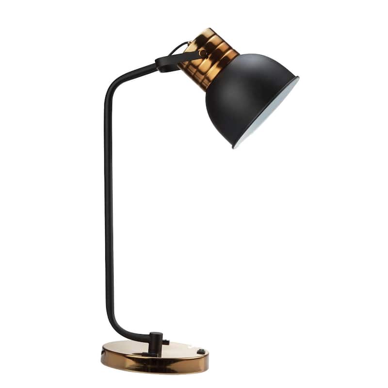 Luxury Look Contemporary 1pc Table Lamp Black Metal Shade Circular Metal Base Lamp - Antique Gold,Black