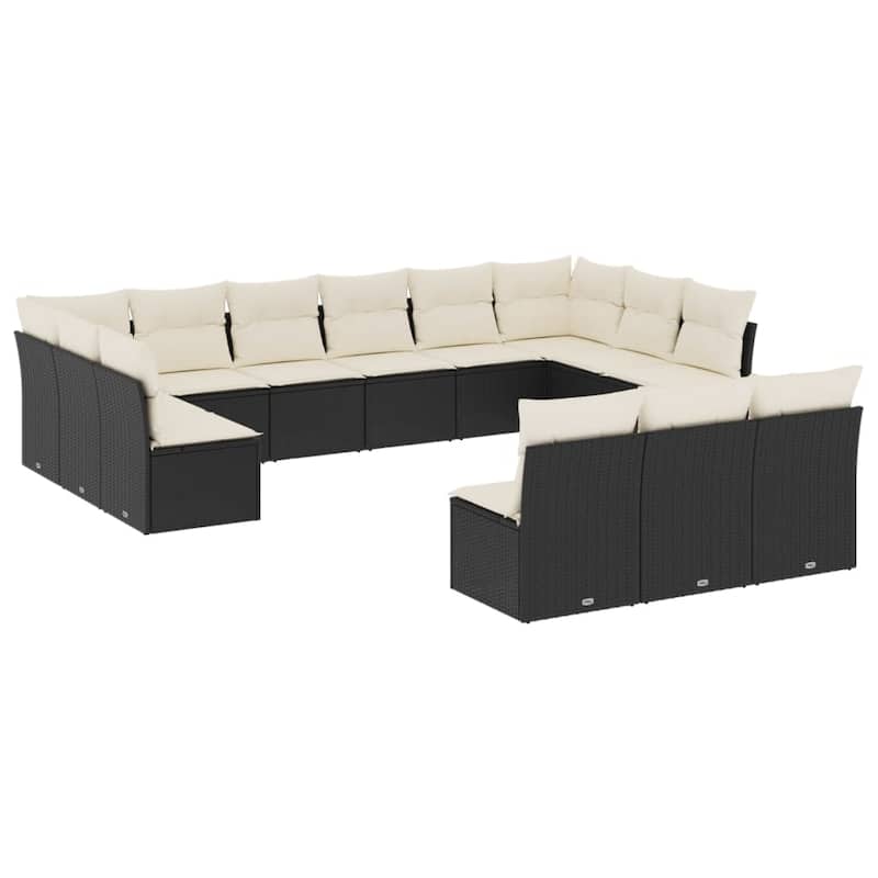 vidaXL Garden Sofa Set Black, Cream White - 24.4 x 24.4 x 27.2