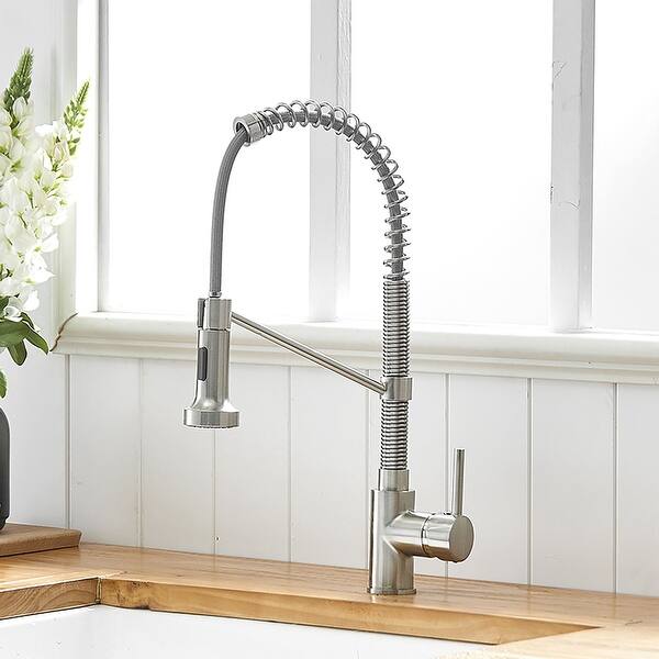 Brushed Nickel Pull-Down Sprayer Brass Kitchen Faucet ...